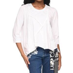 NEW TULIP CLOTHING lindsay three-quarter sleeve top in white